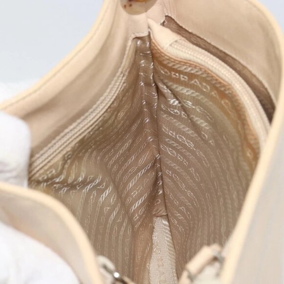 PRADA Chain Shoulder Bag Leather Beige Silver Auth 153137 - Picture 11 of 16